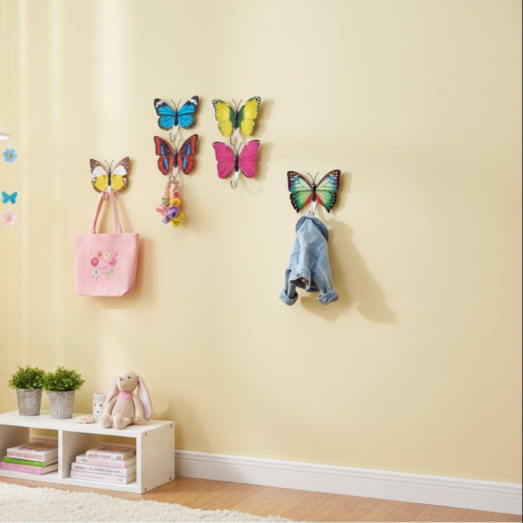 8pcs Butterfly Wall Utility Hooks – Fashionable Adhesive Wall Mount