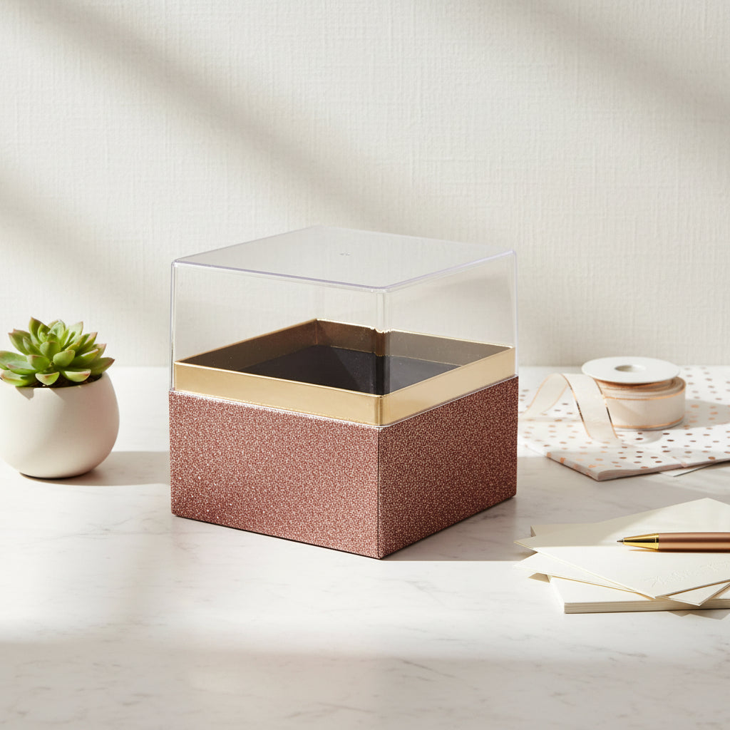 Small Acrylic Paper Gift Boxes with Clear Lids – 10x10 cm