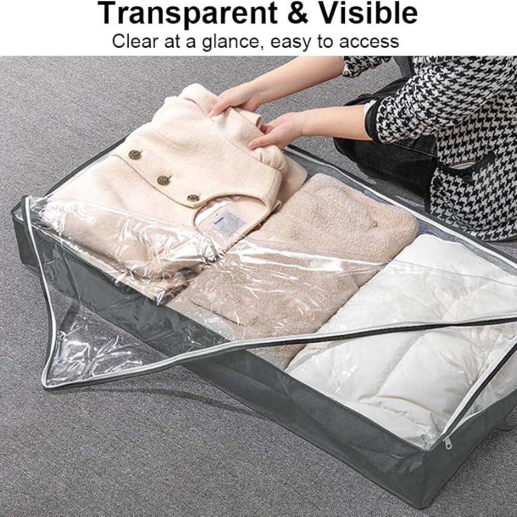 Transparent & Visible Foldable Clothing Storage Bag with Clear Window and Zipper Closure