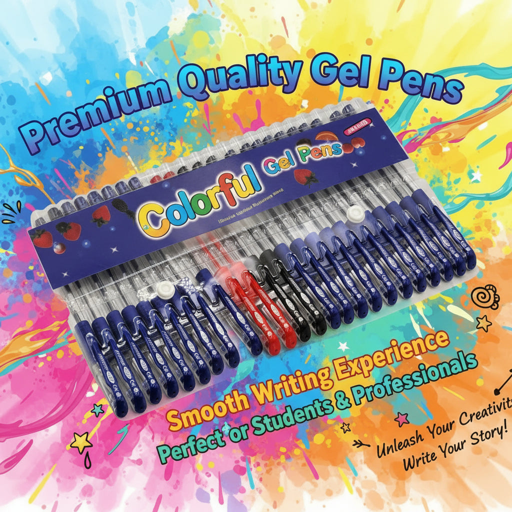 24pcs Ballpoint Pen Set with Refills – Black, Blue & Red Ink