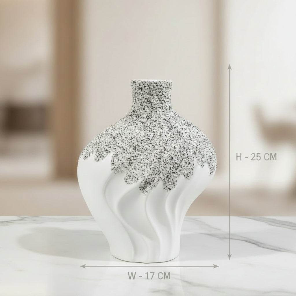 White and Grey Speckled Ceramic Vase