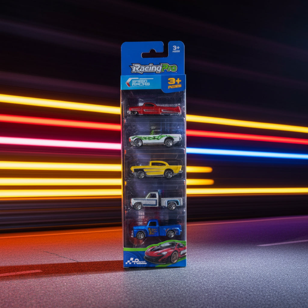 RacingPro 5-Piece Diecast Metal Toy Car Set – Multi-Color Racing Vehicles for Kids