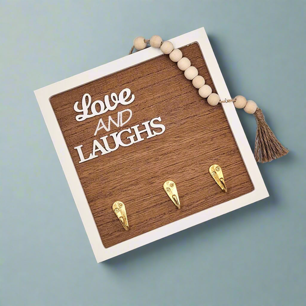 Wooden Key Holder with 3 Hooks – Vintage Wall-Mounted Organizer