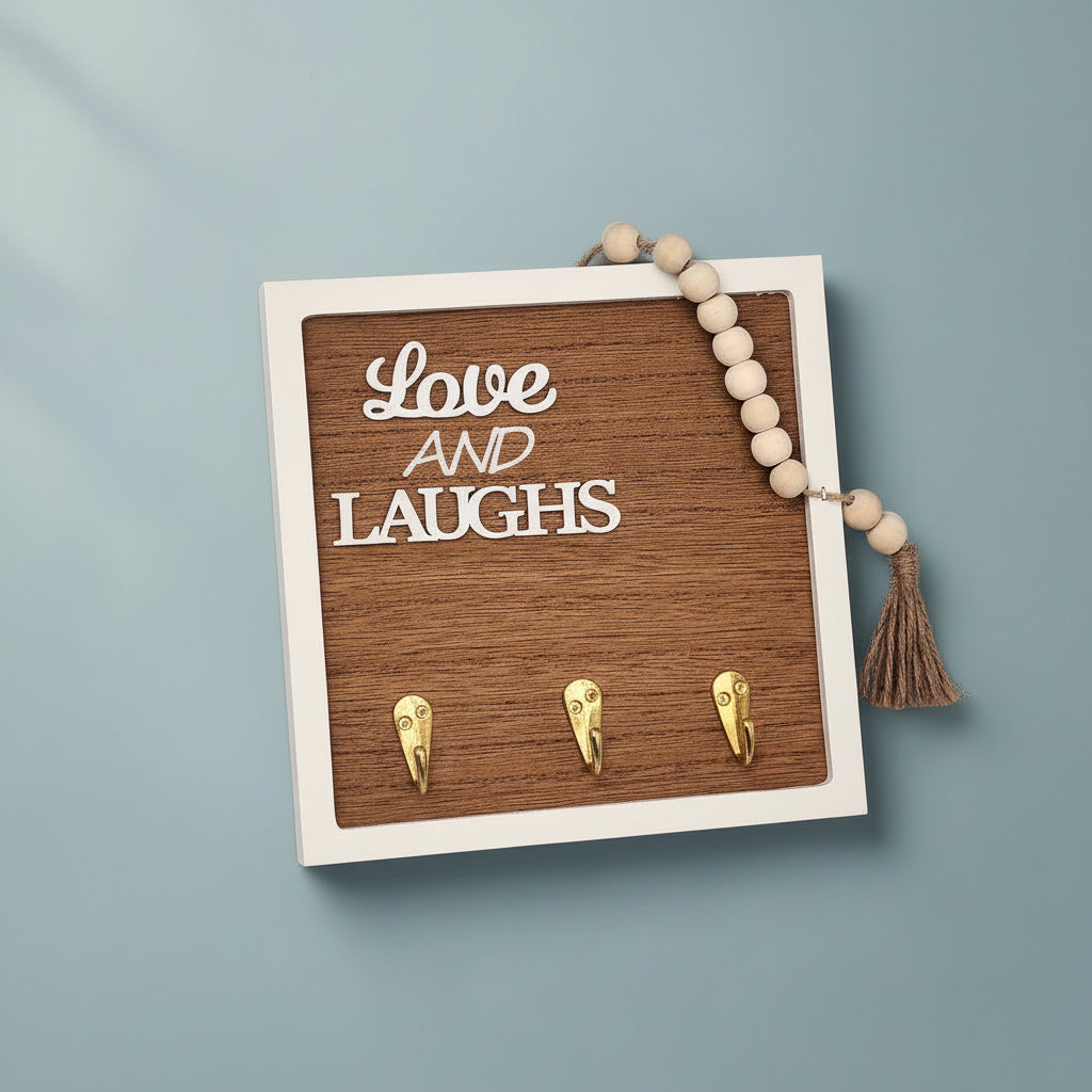 حامل مفاتيح خشبي مع 3 خطافات – منظم عتيق مثبت على الحائط