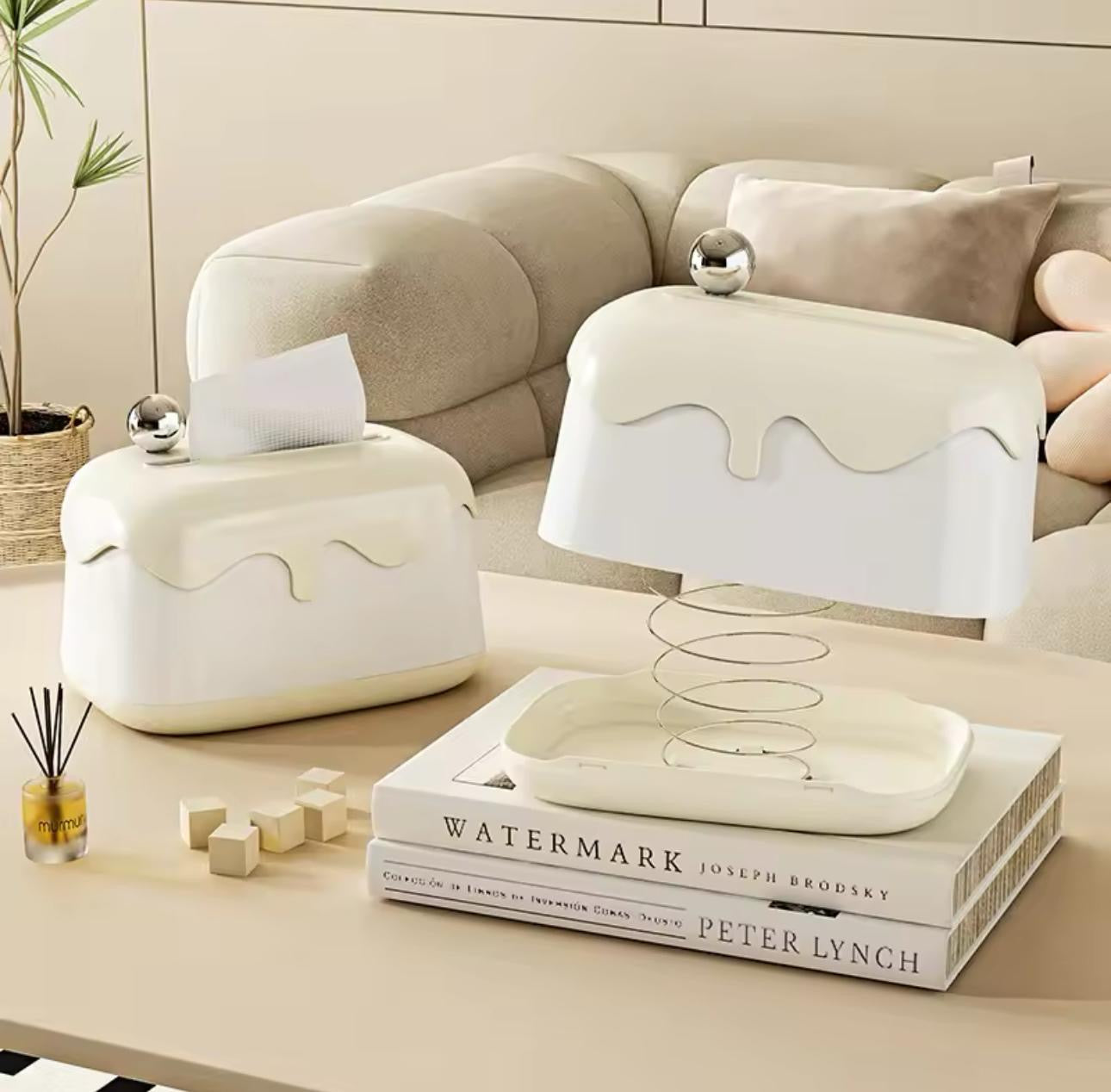 Cute Cream-Style Tissue Box – Decorative Cake Design for Living Room & Desktop