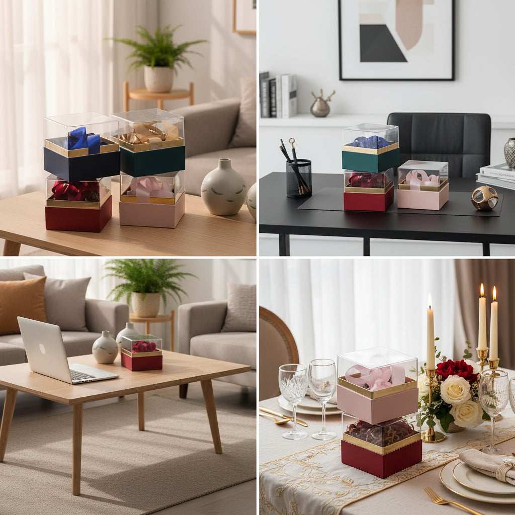 Gift Box Acrylic ( Size 10 x 10 CM )Clear Plastic Gift box