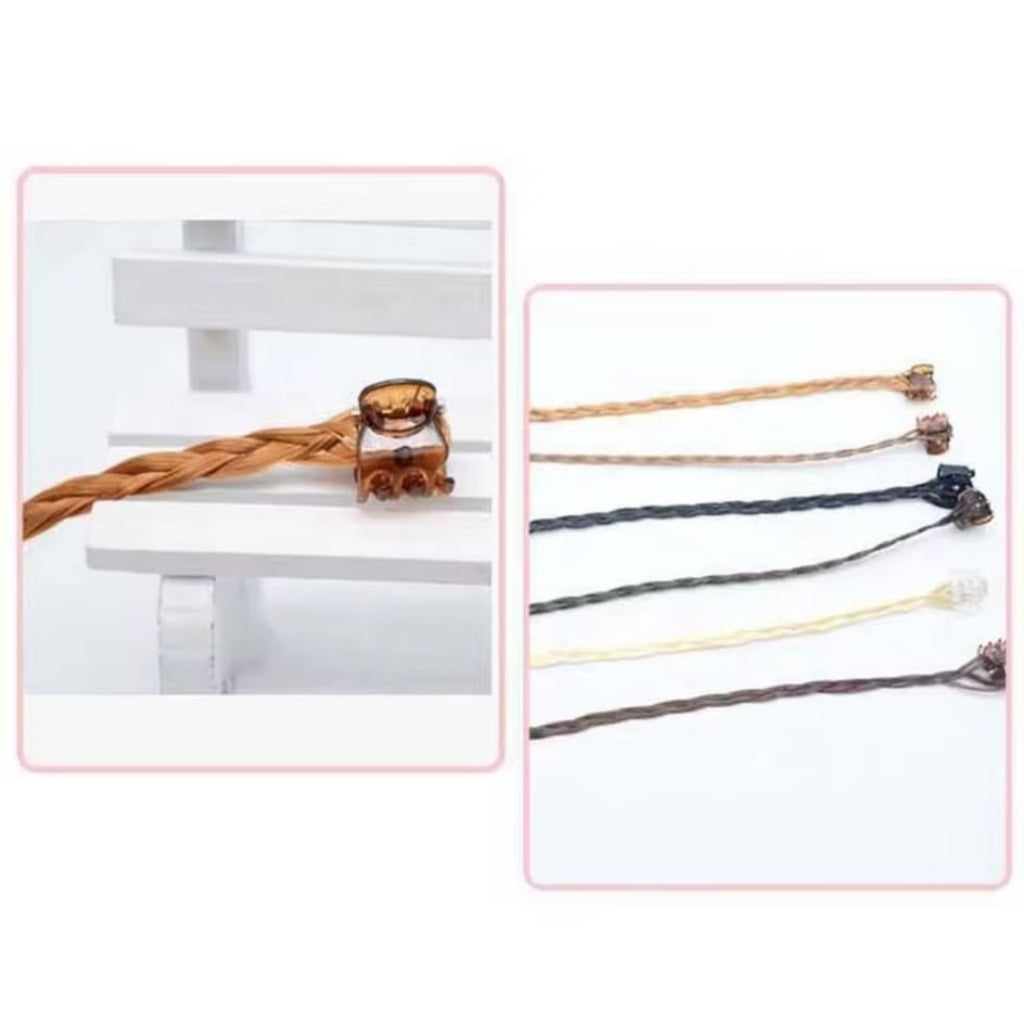 6 Pcs Kids Colorful Clip-In Braided Hair Extensions | Neon Synthetic Hairpiece Clips