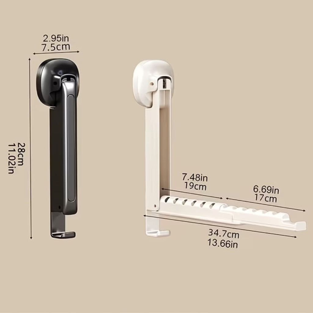 Folding Window Suction Cup Drying Rack | Space-Saving Plastic Clothes Hanger Bracket