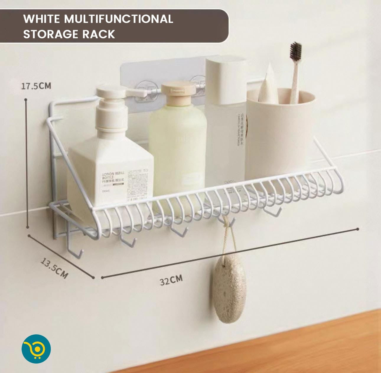 Multipurpose Kitchen Storage Rack Wall Hanging Kitchen Storage and Organizer White Racks & Holders