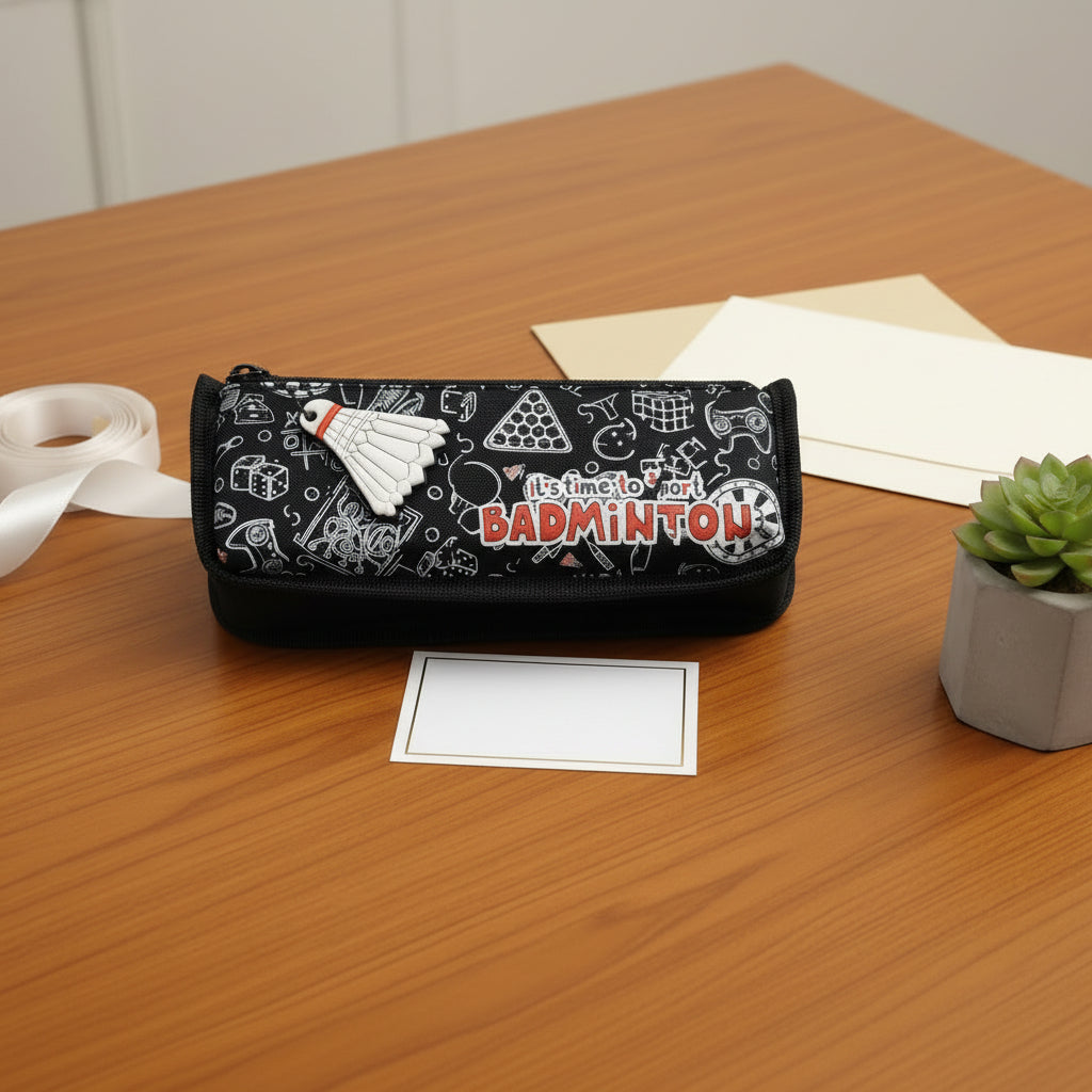 Stylish Badminton Stationery Box, Elegant Pencil Case, pencil and pen pouch | okka online