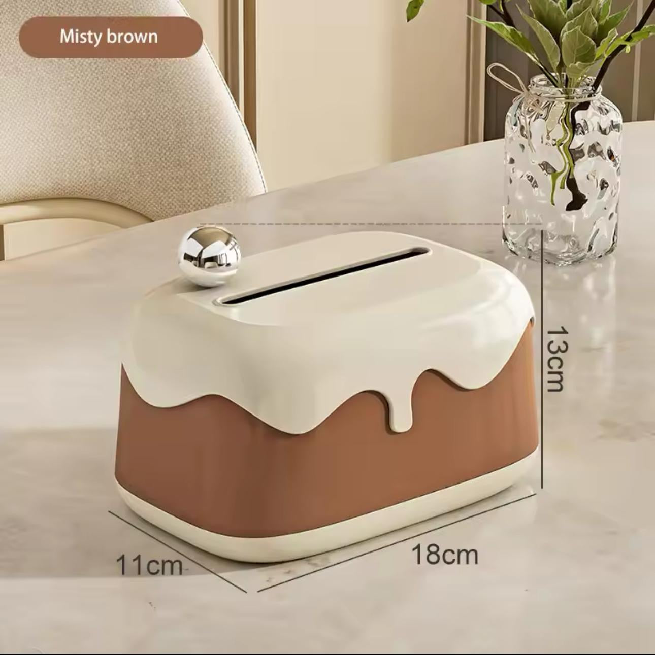 Cute Cream-Style Tissue Box – Decorative Cake Design for Living Room & Desktop