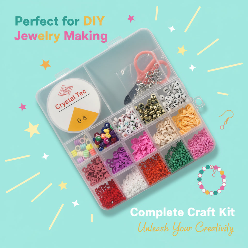 DIY Soft Clay Acrylic Letter Necklace And Bracelet Jewelry Making Bead Accessories.