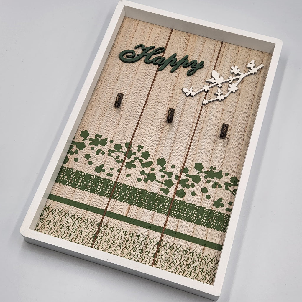 Wooden Key Holder with 3 Hooks – Vintage Wall-Mounted Organizer