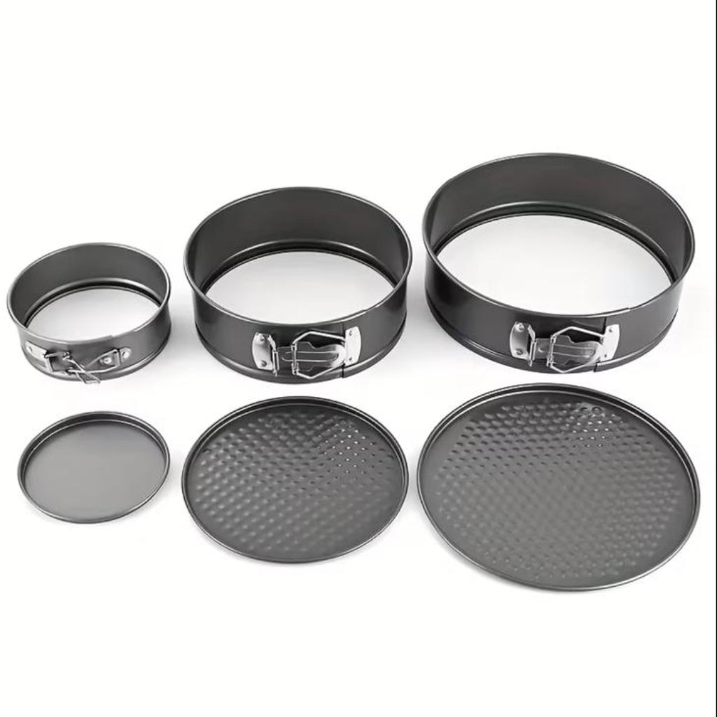 3-Piece Non-Stick Springform Cake Pan Set with Removable Bottoms and Quick-Release Latches for Baking, Tiered Cakes and Cheesecakes