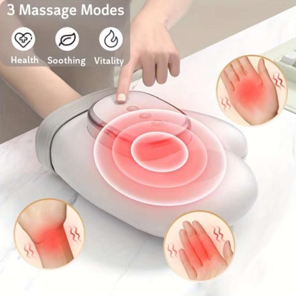 Portable Wireless Hand Massager – Air Compression & Heating, 3 Massage Modes, 4 Heat Levels, 5 Compression Modes