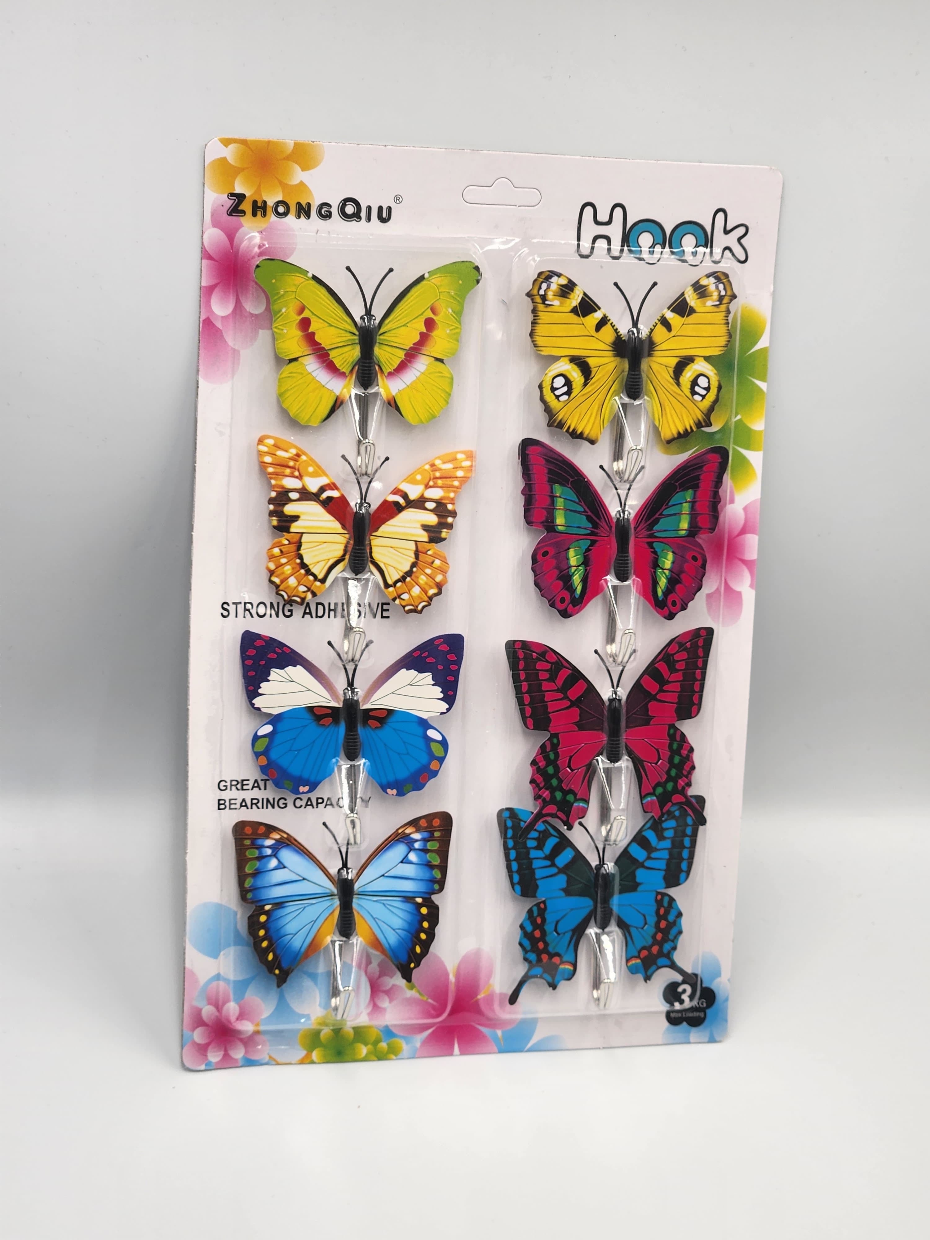 8pcs Butterfly Wall Utility Hooks – Fashionable Adhesive Wall Mount