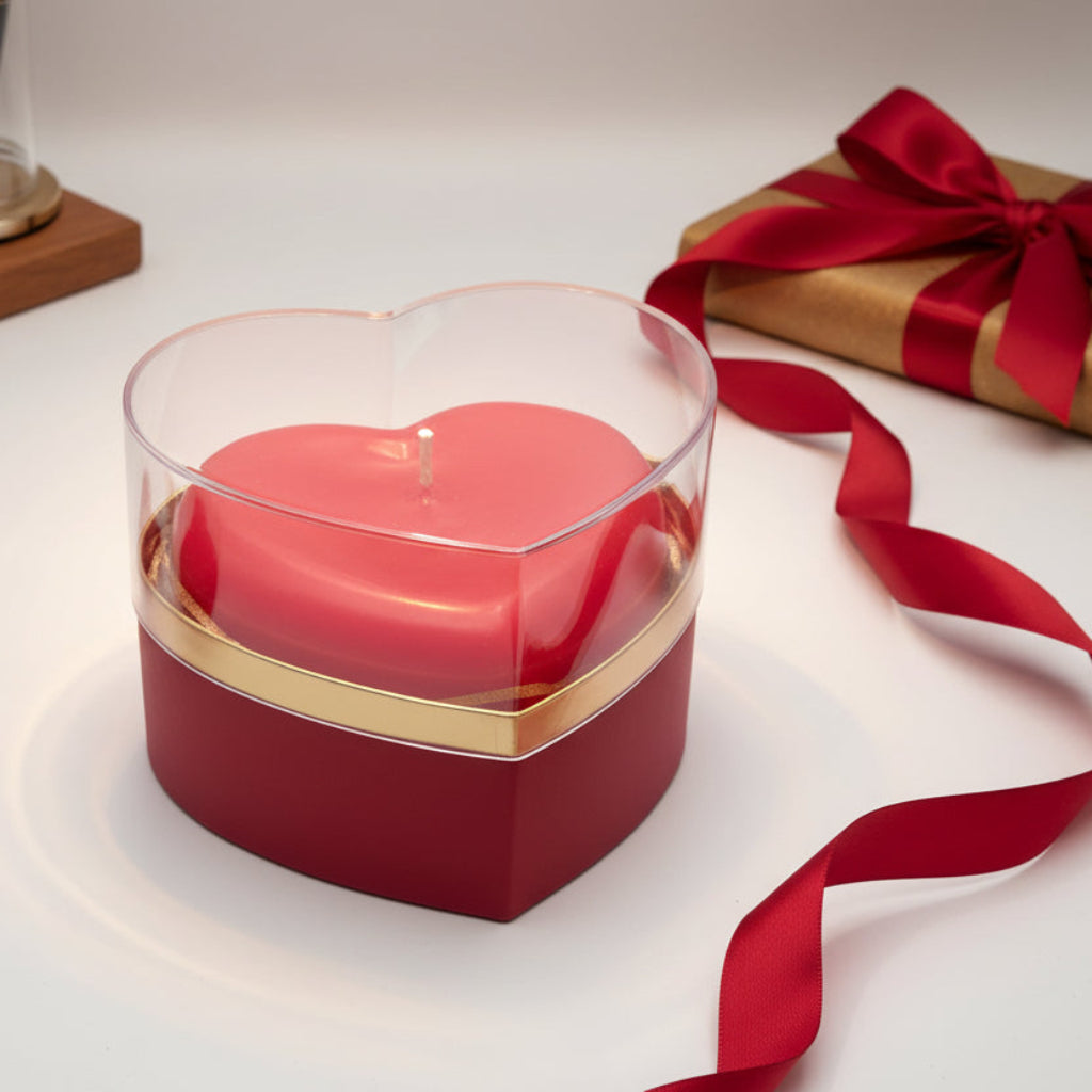 Red Heart Gift Box ( Size 14 x 11 CM ) Candy Box Paper Heart Shaped Gift Packing Box With Cover And Ribbon For Wedding Bridal Shower