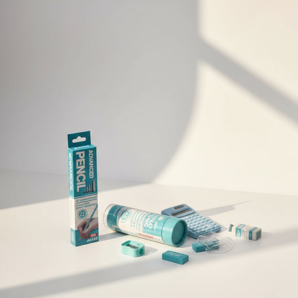 5 pcs Kids Stationery set Portable school supplies, including pencils, erasers,- sharpeners ,calculator, colors pencil ,back to school gift