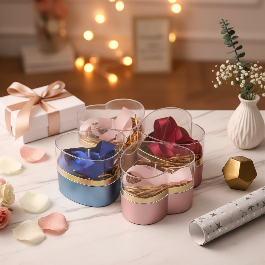 Red Heart Gift Box ( Size 14 x 11 CM ) Candy Box Paper Heart Shaped Gift Packing Box With Cover And Ribbon For Wedding Bridal Shower