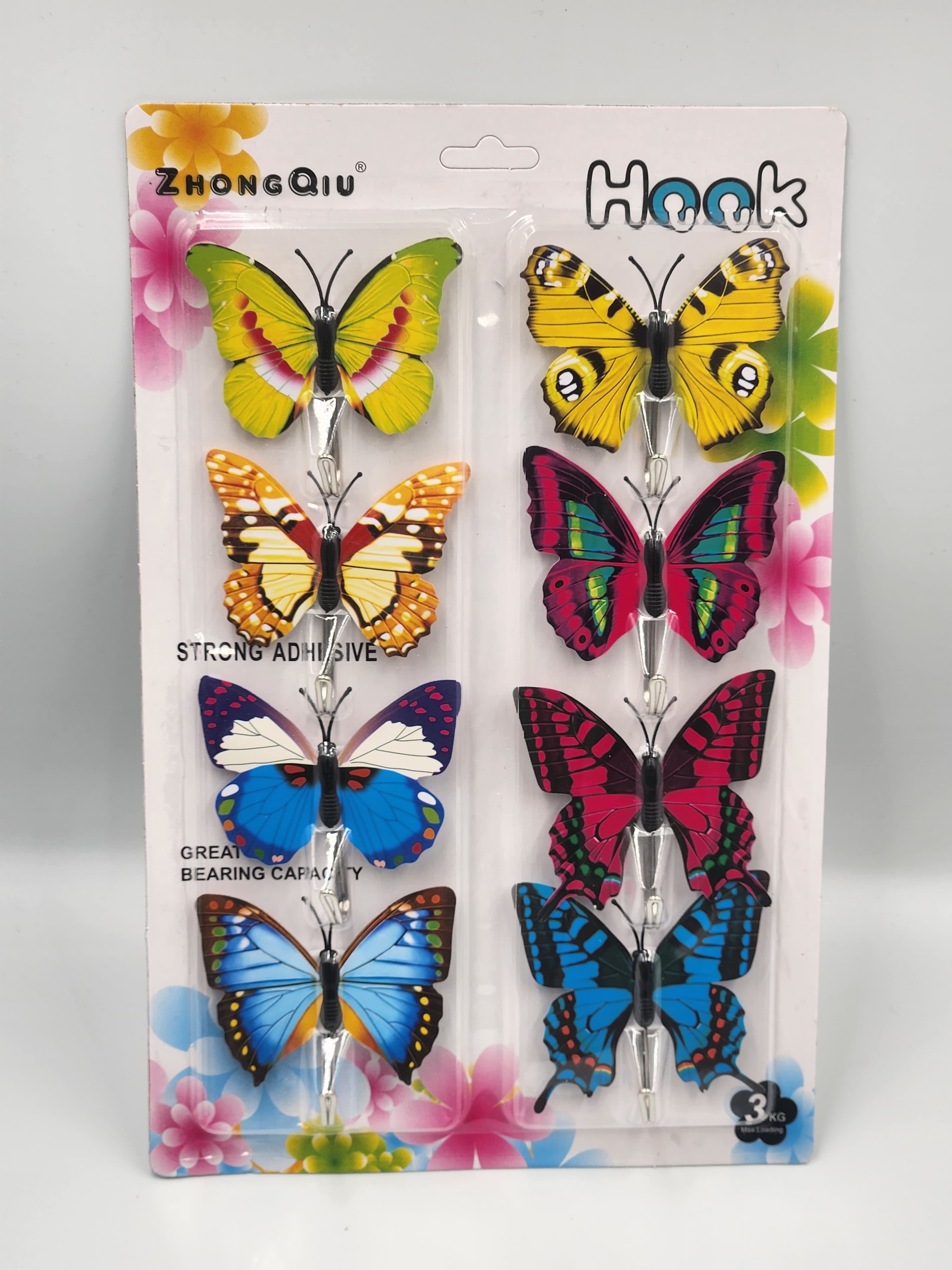 8pcs Butterfly Wall Utility Hooks – Fashionable Adhesive Wall Mount