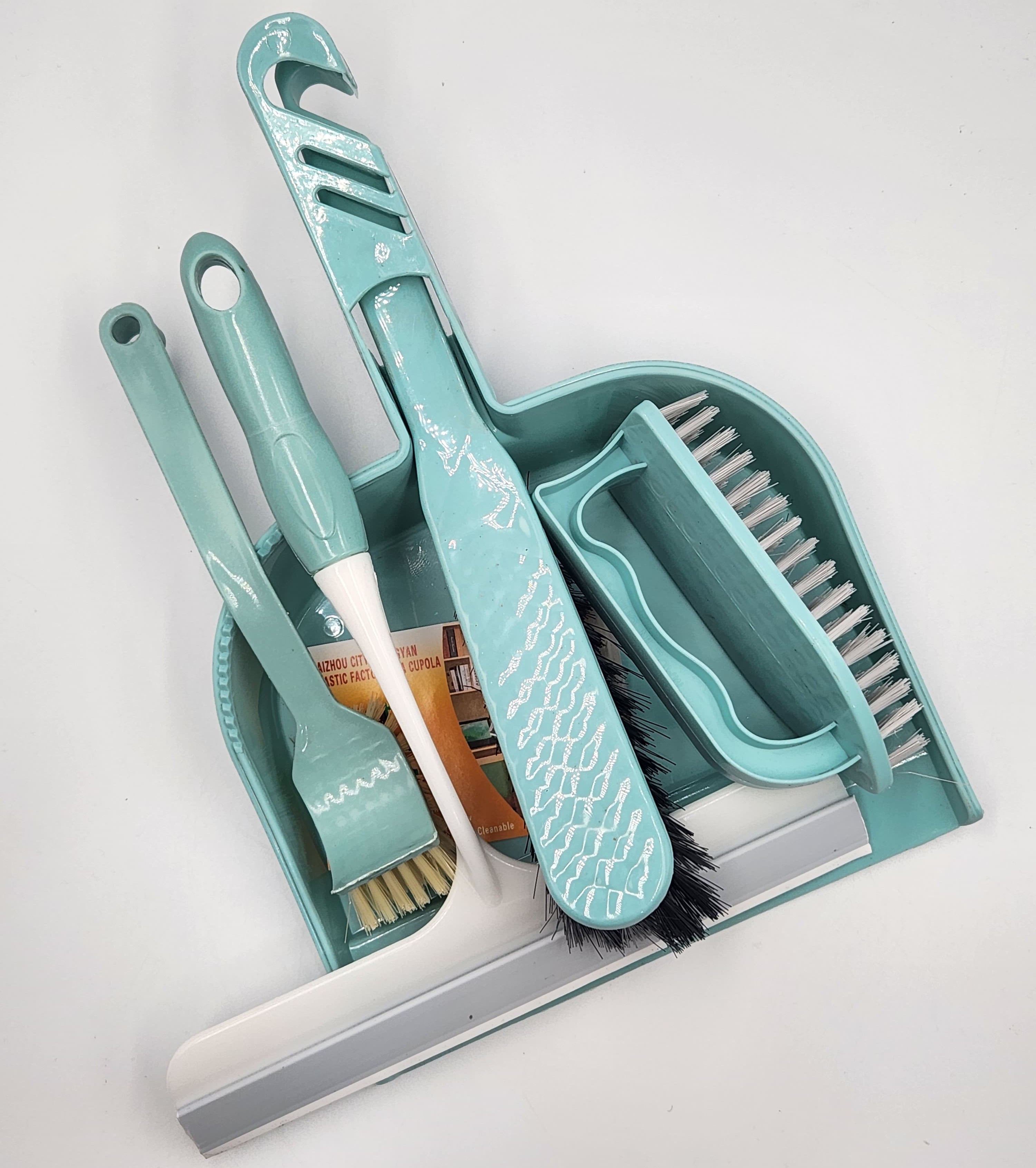 مجموعة كنس 5 في 1 - مجموعة مجرفة ومكنسة وفرشاة لتنظيف سطح المكتب والمكتب والمنزل