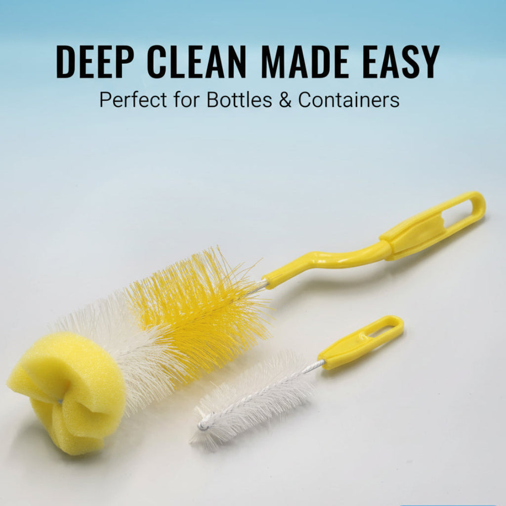 2pcs Home Bottle Brush Set – Long & Short Handled, 360° Rotating Cleaning Brushes