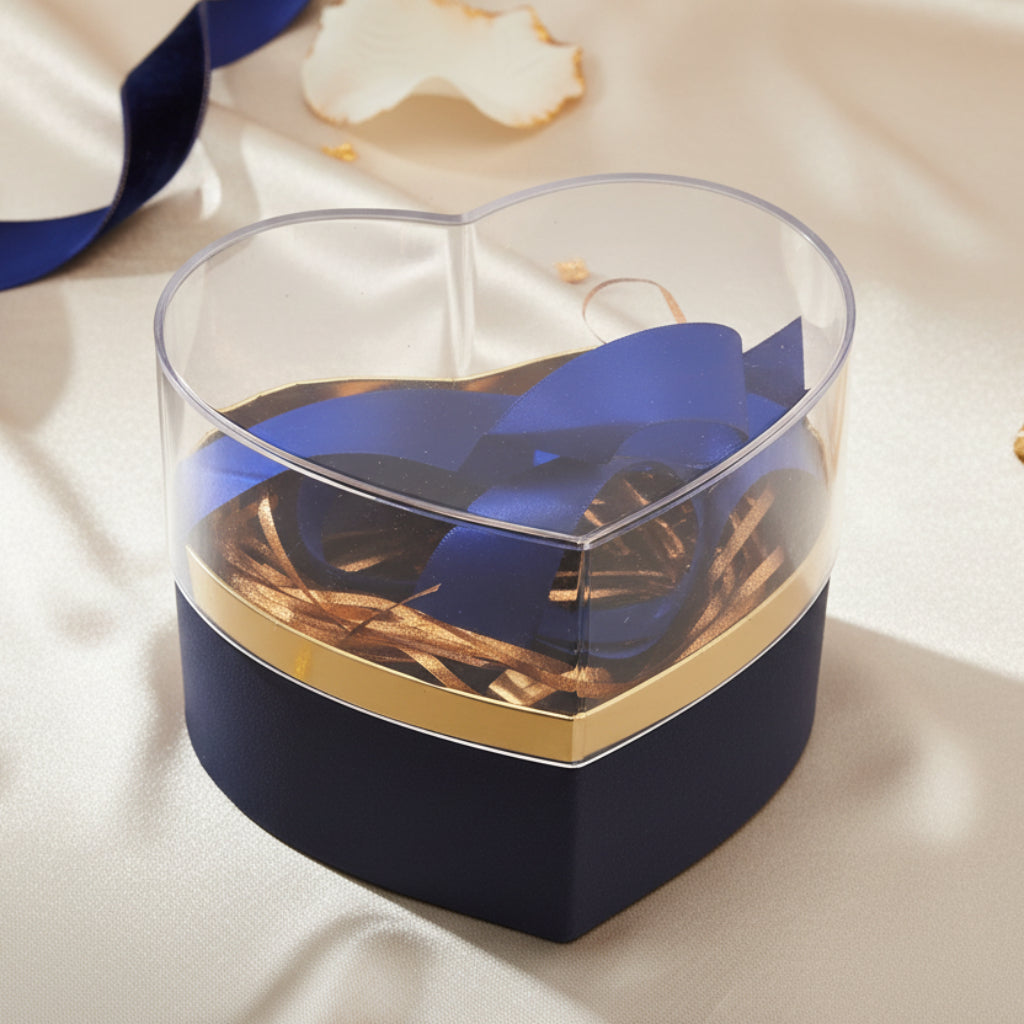 Red Heart Gift Box ( Size 14 x 11 CM ) Candy Box Paper Heart Shaped Gift Packing Box With Cover And Ribbon For Wedding Bridal Shower