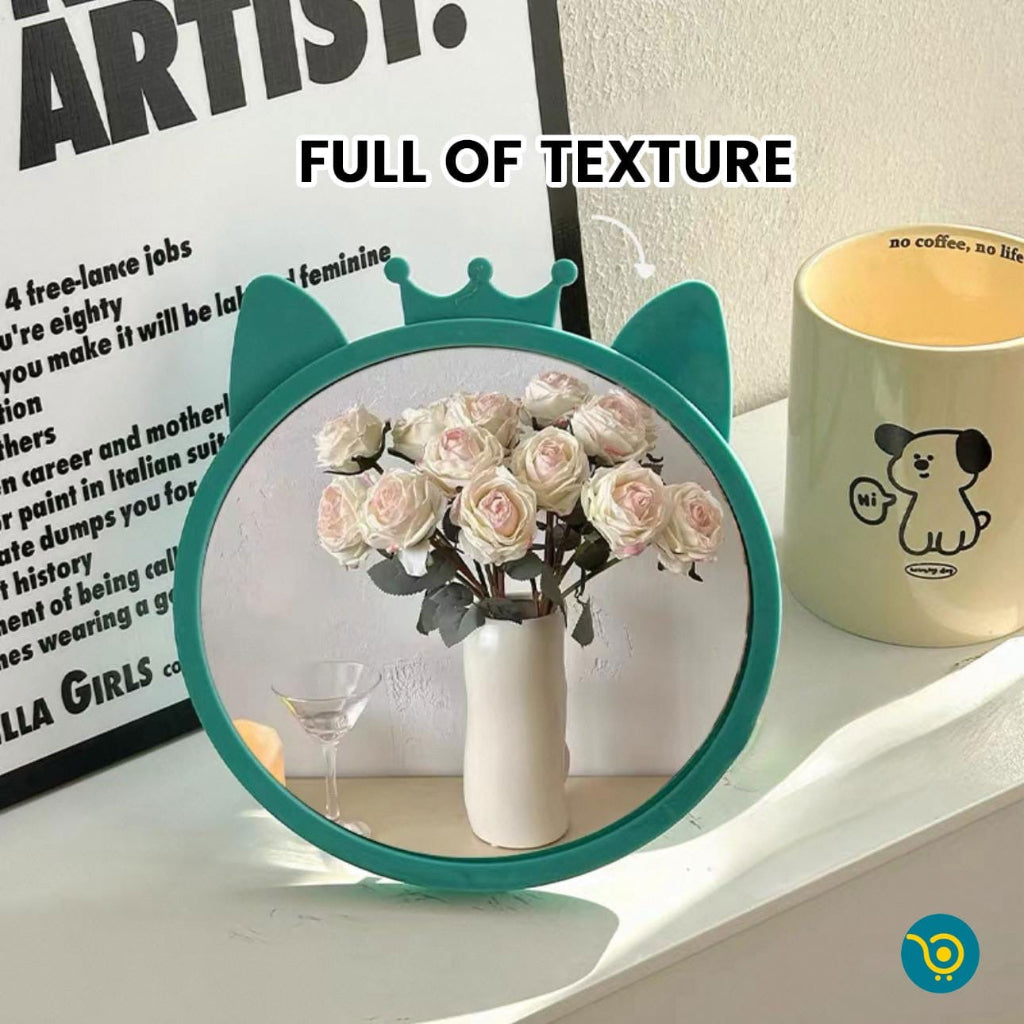 مرآة مكياج على شكل أذن أرنب لطيفة - مرآة تجميل محمولة وقابلة للطي