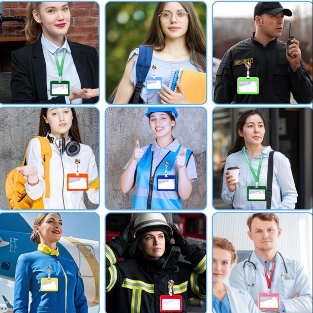 3pcs set Colored ID Card Holder with Lanyard | Durable Plastic Badge Holder