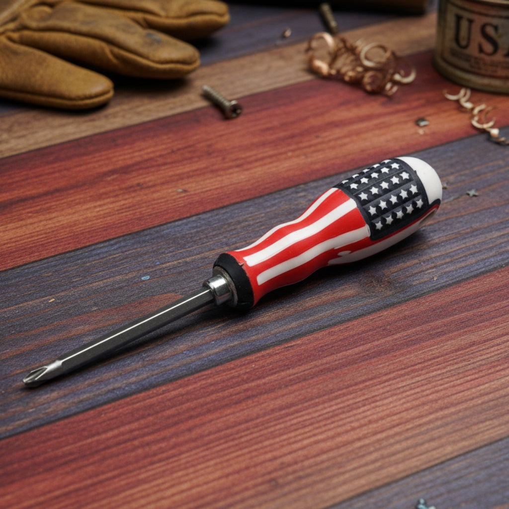 طقم مفك تلسكوبي مزدوج الاستخدام مكون من 6 قطع – تصميم العلم الوطني