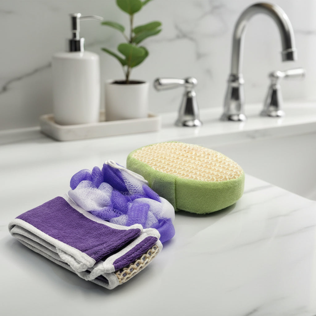 مجموعة إكسسوارات الحمام المميزة 3 في 1 للعناية اليومية بالجسم والاسترخاء - Okka عبر الإنترنت