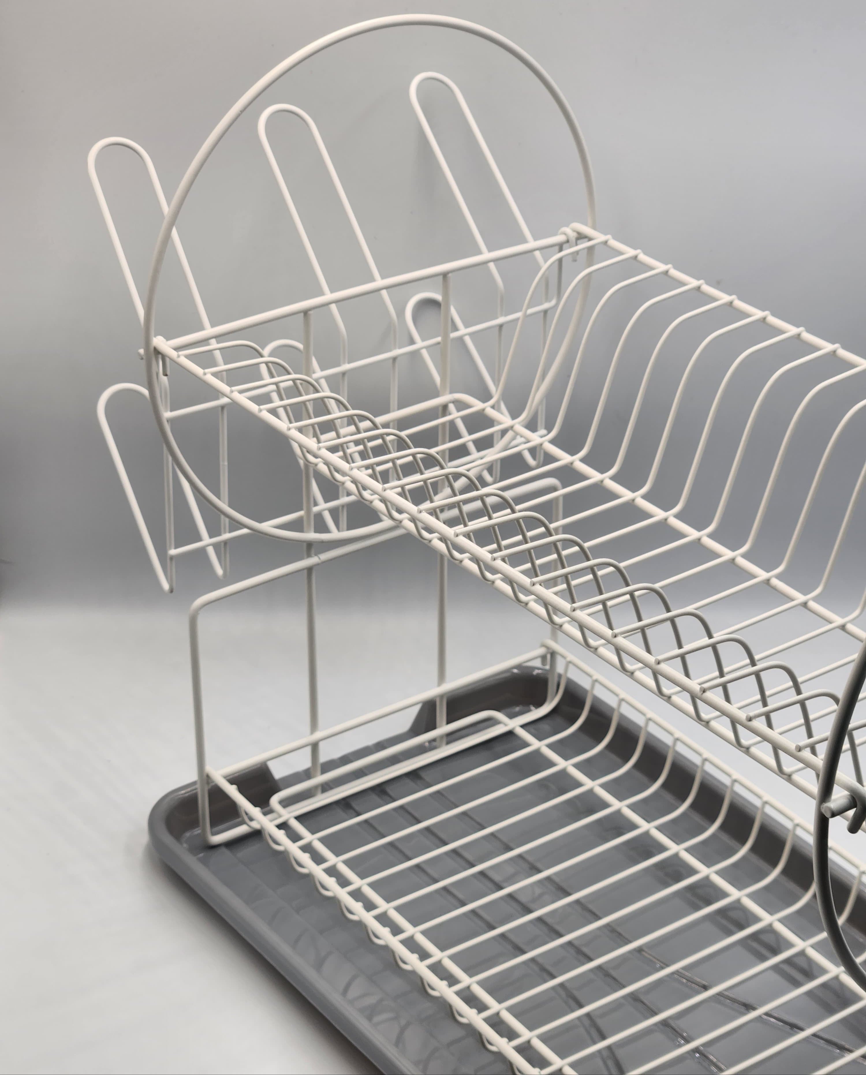 2-Tier Dish Drying Rack with Drainboard – Space-Saving Kitchen Counter Organizer