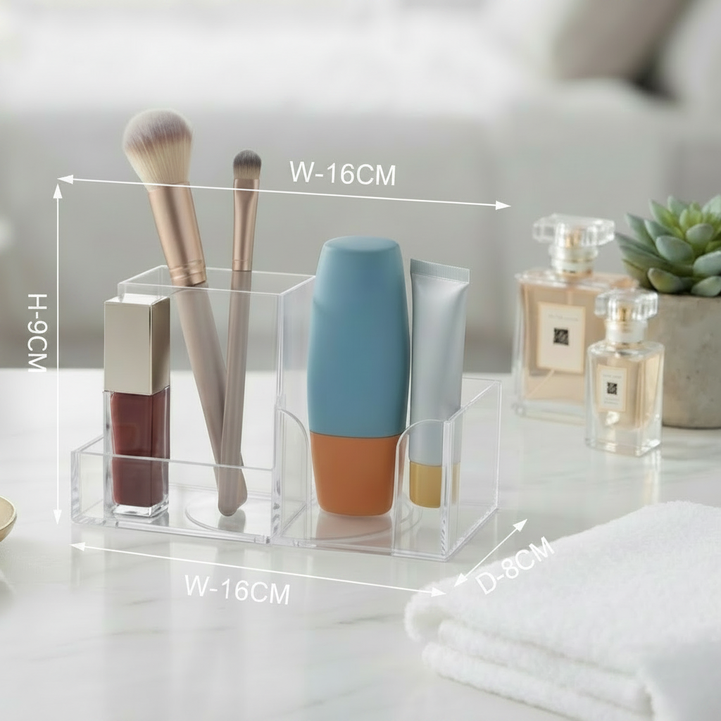 Makeup Organizer – Multi-Compartment Cosmetic Storage Holder for Vanity & Bathroom Counter