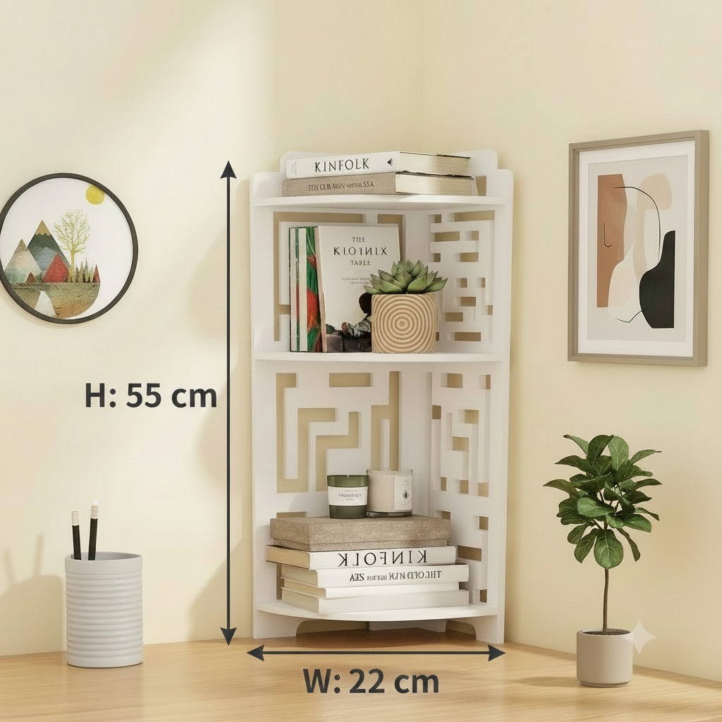 Multifunctional Wall Corner Storage Rack – 3-Tier Free Standing Corner Organizer Shelf