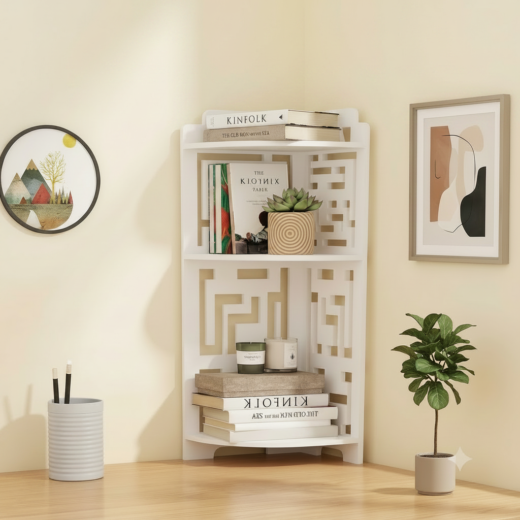 Multifunctional Wall Corner Storage Rack – 3-Tier Free Standing Corner Organizer Shelf