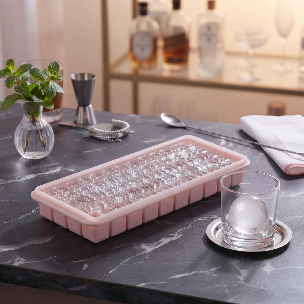 84-Cube Flexible Silicone Ice Tray with Lid – Easy Release Reusable Ice Cube Mold for Freezer & Drinks