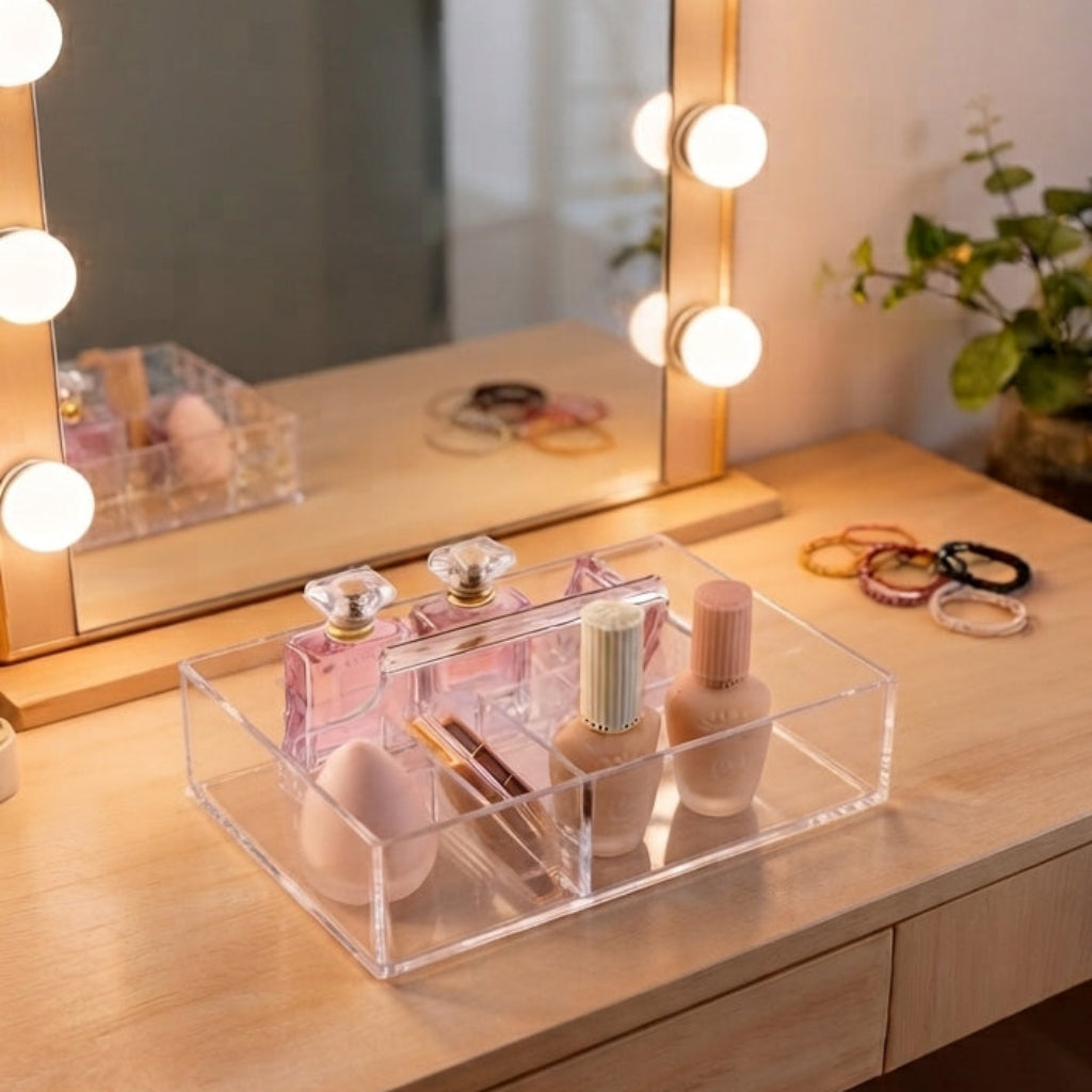 Cosmetic Organizer with Handle – Makeup & Beauty Storage Box