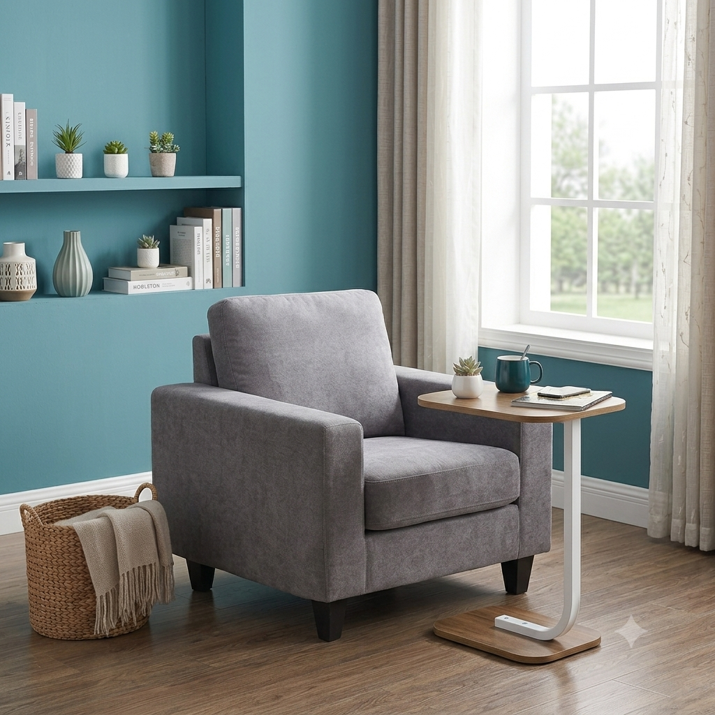 C-Shaped Mini Side Table – Space-Saving End Table for Sofa, Bed