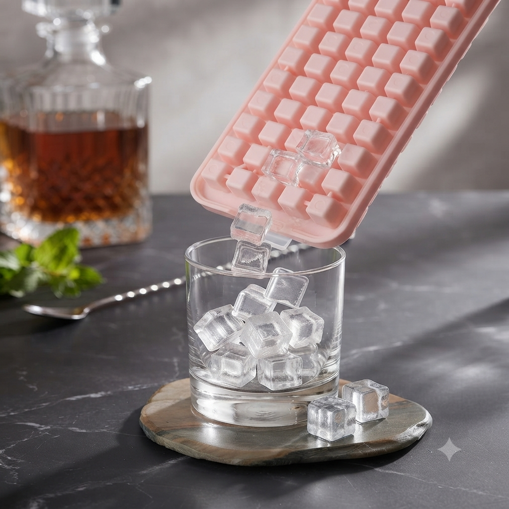 84-Cube Flexible Silicone Ice Tray with Lid – Easy Release Reusable Ice Cube Mold for Freezer & Drinks