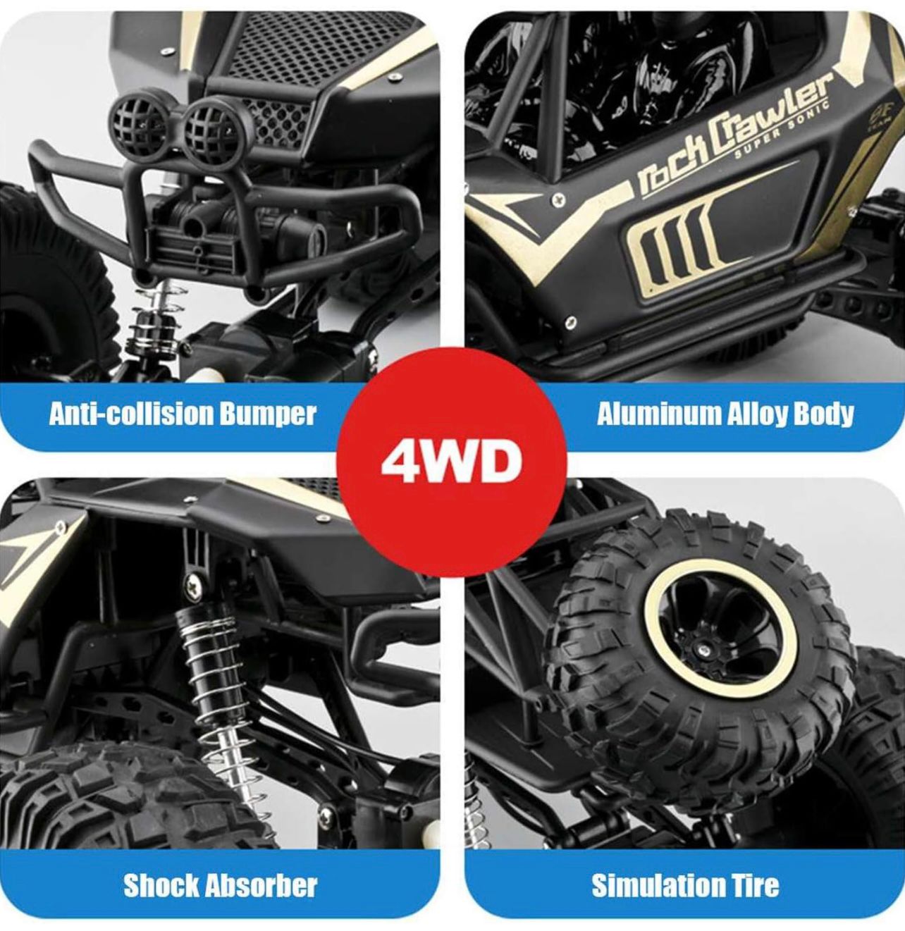 1:8 62Cm Large RC Car 4WD Remote Control Climbing Car 2.4Ghz RC Toys Truck High Speed Off-Road Toys for Kid Gift, Black