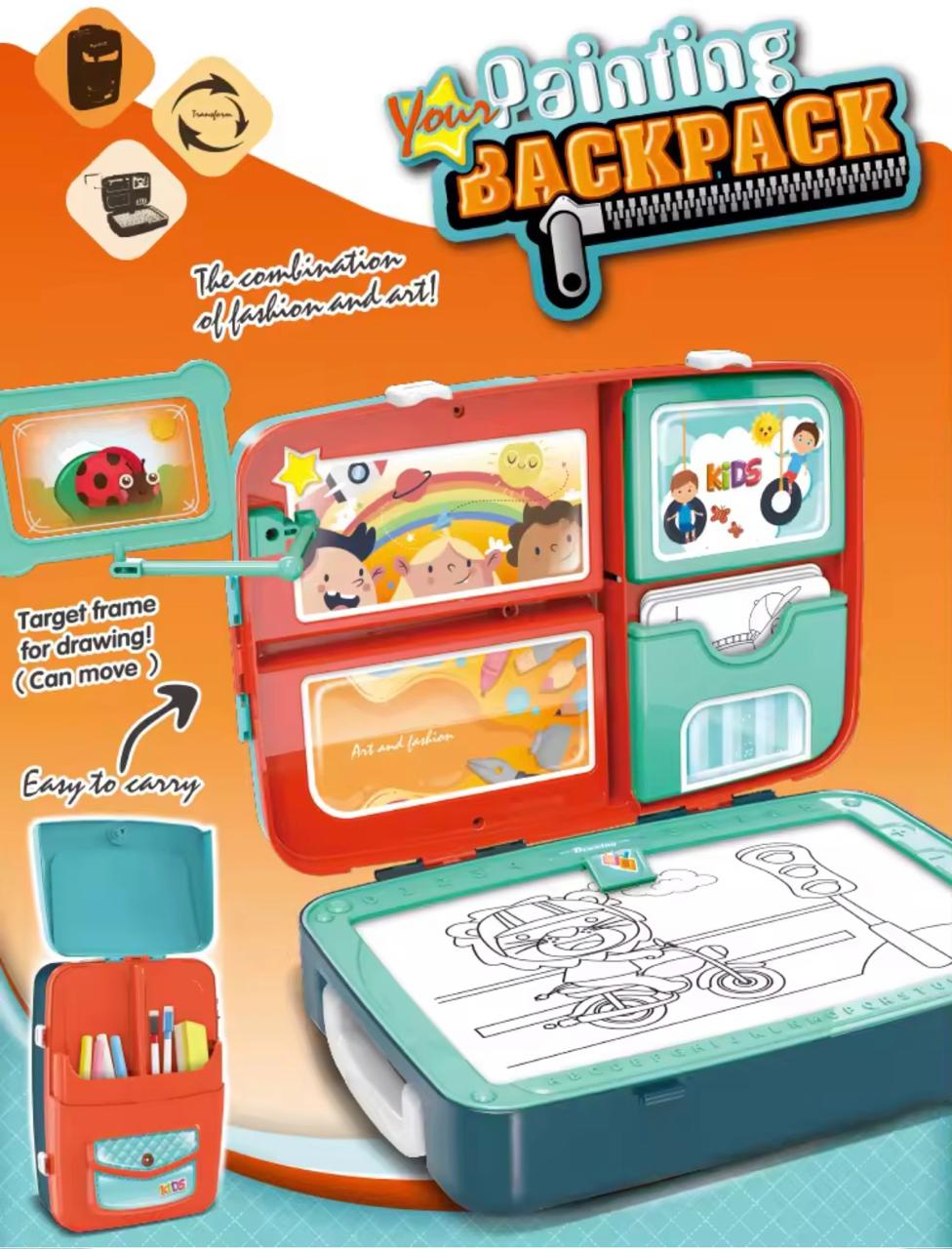 Backpack 3 in 1 Creative Learning Toys Drawing Set Kids Painting Set Educational Writing Board Game Toy