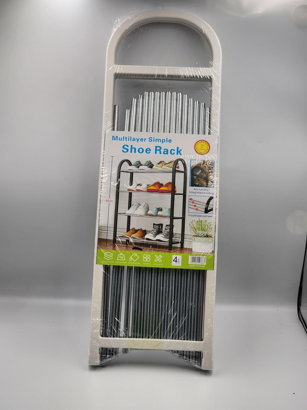 4-Tier Stainless Steel Shoe Rack – Space-Saving Organizer for Home & Entrance