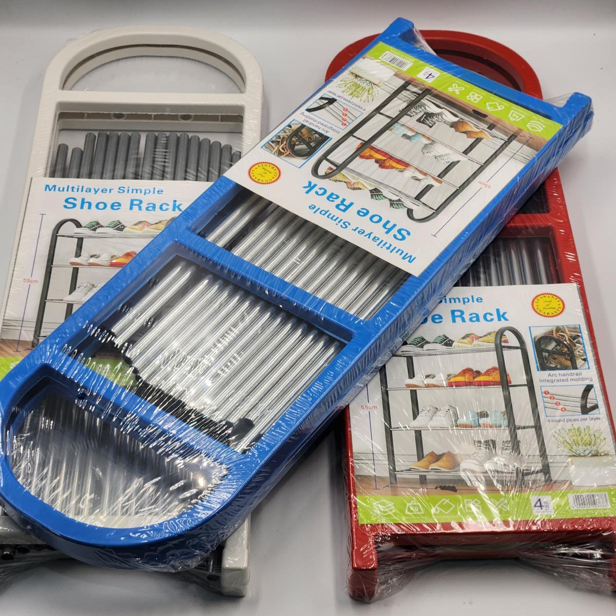 4-Tier Stainless Steel Shoe Rack – Space-Saving Organizer for Home & Entrance