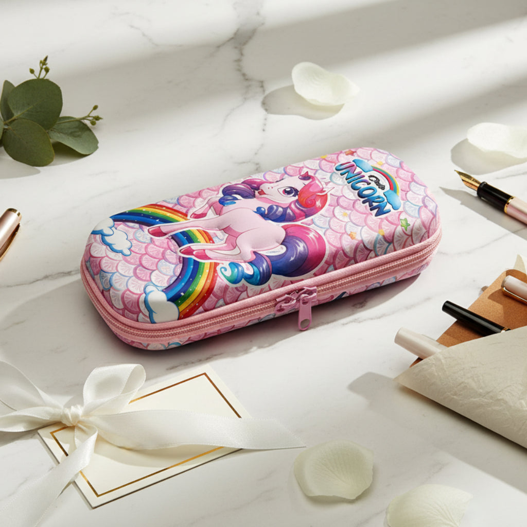 مقلمة حورية البحر ووحيد القرن ثلاثية الأبعاد – منظم قرطاسية كرتوني لطيف