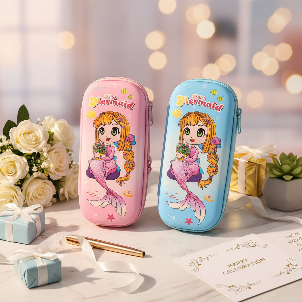 Mermaid & Unicorn 3D Pencil Case – Cute Cartoon Stationery Organizer