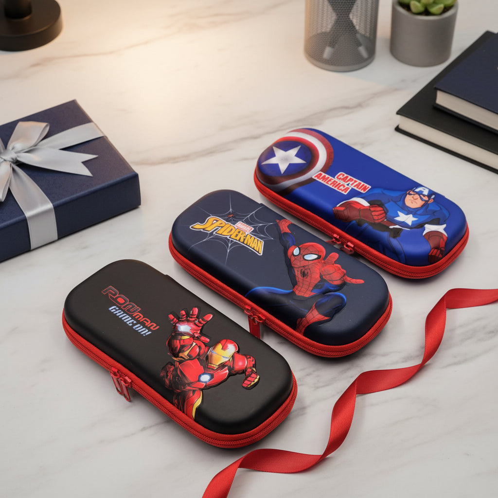 Marvel Superhero Pencil Case – Iron Man, Spider-Man & Captain America