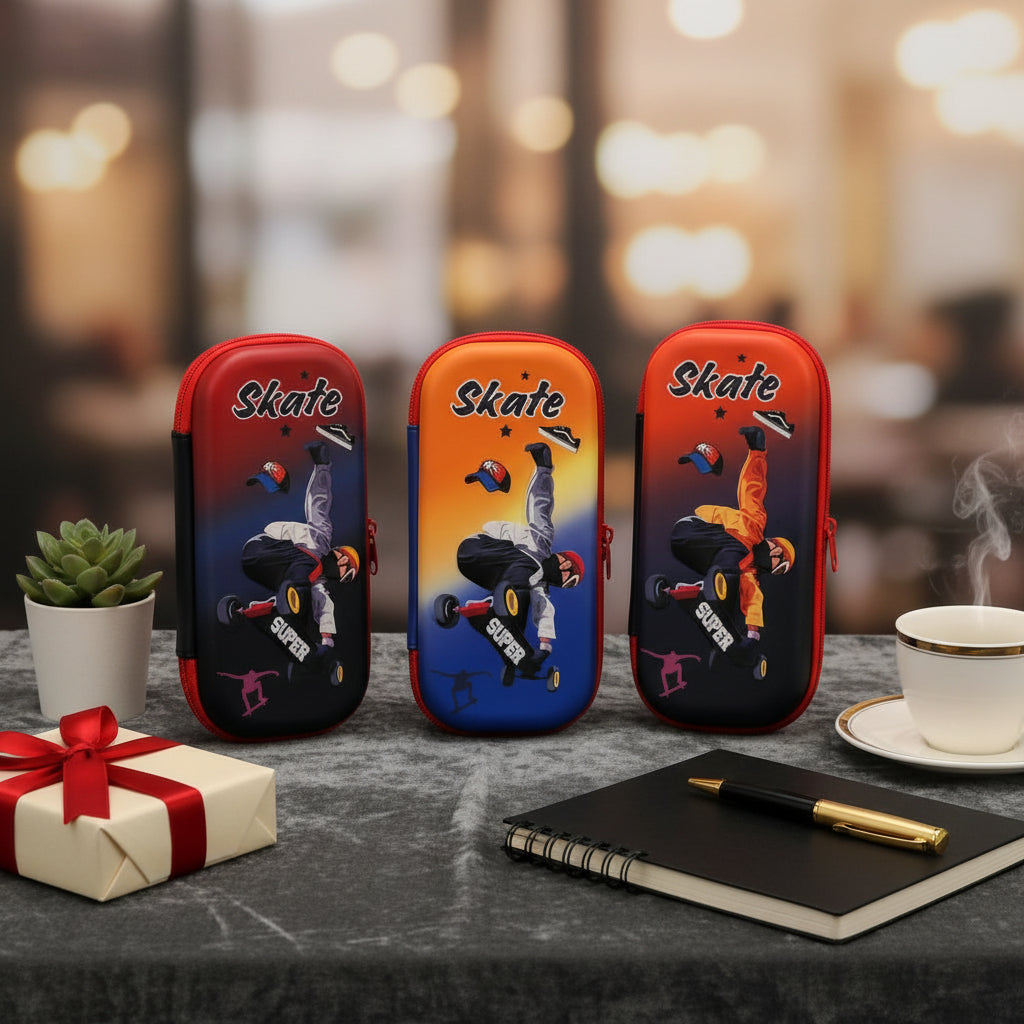 Skate-Themed Pencil Case – Large Capacity Stationery Organizer