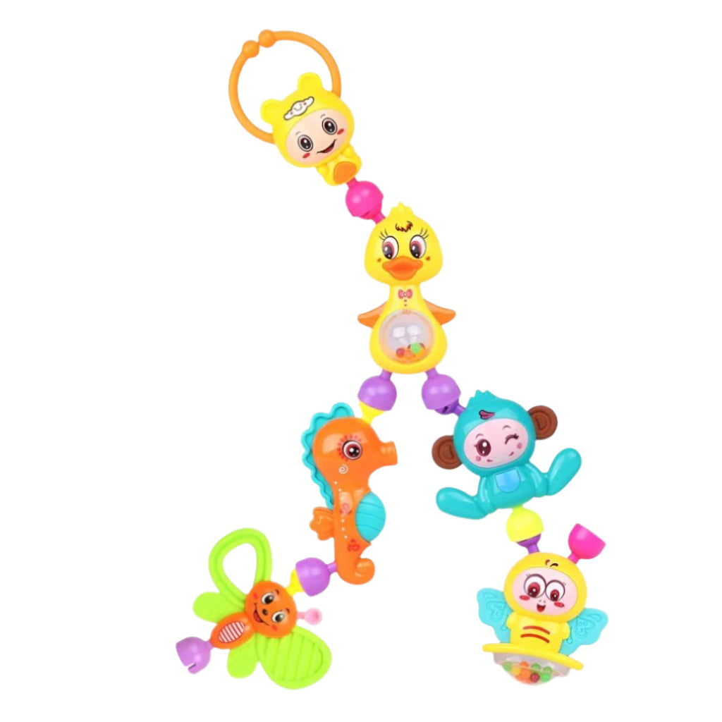6 ps Set Educational Baby Toys Children Stroller Hanging Rattles Kids Small Plastic Hand Bell Toy Shaker Rattle Set for Baby