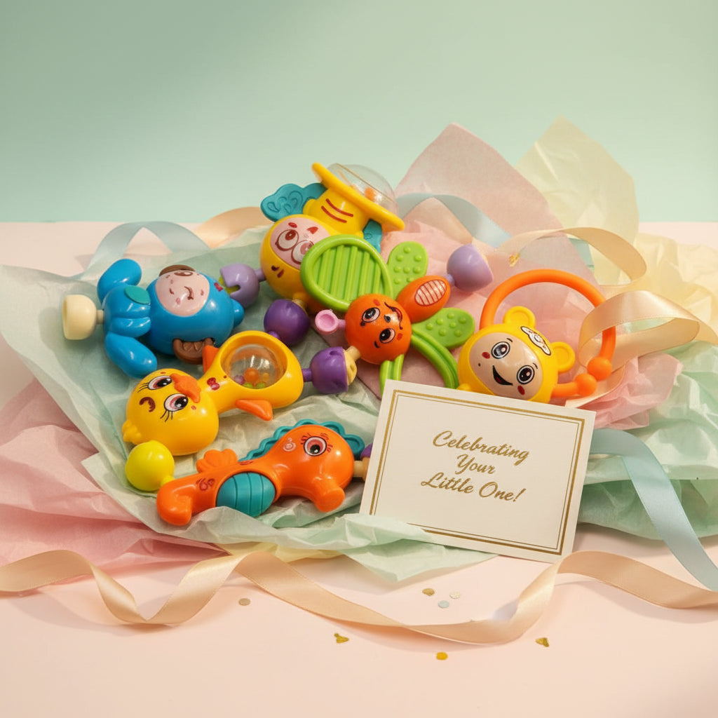 6 قطعة مجموعة ألعاب الأطفال التعليمية عربة الأطفال خشخيشات معلقة للأطفال لعبة جرس اليد البلاستيكية الصغيرة شاكر حشرجة الموت مجموعة للطفل