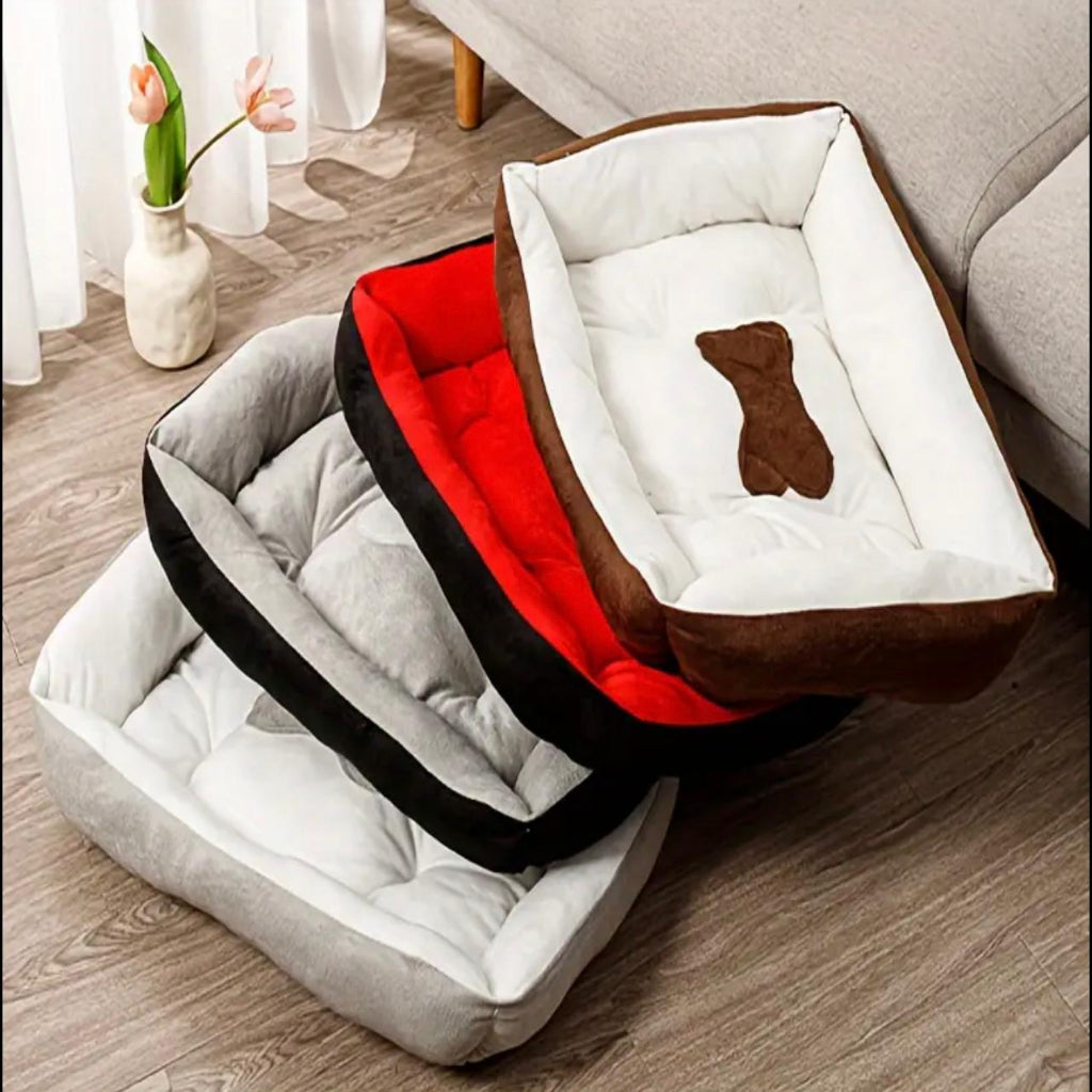 Luxurious Square Pet Bed for Large Dogs & Cats - Soft Polyester Fiber, Cozy Sleeping Sofa Mat, Pet House